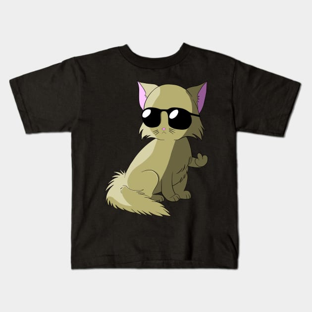 cool Persian Cat Kitty shows Middle Finger Kids T-Shirt by ro83land